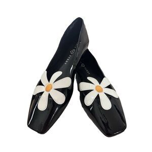 New KATY PERRY The Evie Daisy Flat Women’s Black Patent Slip On Shoes Size 11